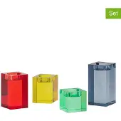 REMEMBER Kerzenhalter (4er-Set) Vela Glas bunt weiß 6x12. 10. 8. 6x6 cm