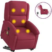 vidaXL Massagesessel mit Aufstehhilfe Elektrisch Weinrot Samt
