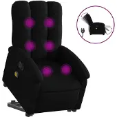 vidaXL Elektrischer Massagesessel mit Aufstehhilfe Schwarz Stoff