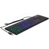 DeLOCK 12625, Volle Größe (100%), Kabelgebunden, USB, QWERTZ, RGB-LED, Schwarz