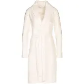 Vossen Bademantel "Vivienn, ideal für Sauna & Spa, Hotelbademantel, Morgenmantel" Gr. XL, weiß (ivory), XL, N-Gr, Nicki-Velours, Hausmäntel, Bademantel, mit Bieseneinfassung und Brusttasche