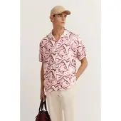 Bugatti Kurzarmhemd , Herren, Gr. L, Normalgrößen, rot (980, bordeaux), 88% Viskose, 12% Polyester, gemustert, regular fit, gerader Abschluss, Hemden Kurzarmhemd, mit Reverskragen