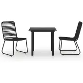 Syfax 3-tlg. Garten-Essgruppe Poly Rattan und Glas