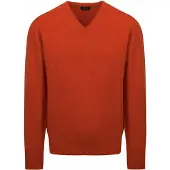 William lockie V-Auschnitt Pullover Lammwolle Ember Orange