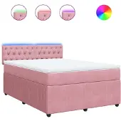 Syfax Boxspringbett mit Matratze Rosa 140x200 cm Samt