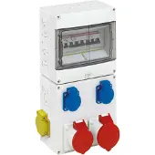 Spelsberg 72942211 Steckdosenkombination, grau, Schutzart IP44, Schlagfestigkeit IK08, Schutzklasse II, Bemessungsisolationsspannung 400V AC