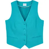 MADELEINE Kurzweste "Weste Kurze Leinenweste", Damen, Gr. 38, blau (karibikblau), Obermaterial: 100% Leinen LI., Modern, V-Ausschnitt, Westen Kurzweste
