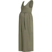 Mamalicious Trägerkleid "MLEVI LIA SL JRS ANKLE DRESS 2F NOOS", Damen, Gr. XS, N-Gr, kalamata, Jersey, Obermaterial: 100% Baumwolle, unifarben, regular fit, Rundhals, Kleider Trägerkleid, Sommerkleid