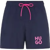 HUGO underwear Badehose "Paolo", Herren, Gr. S (48), N-Gr, blau (navy 410), Web, Obermaterial: 100% Polyacryl, Badehosen Badehose, mit Stack-Logo, Tunnelzug