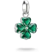 Thomas Sabo Charm-Einhänger "Charm Kleeblatt - Connect", silberfarben, smaragd, smaragd, Charms, Silber 925 (recycelt), Charm-Einhänger, mit Glas-Keramik Stein