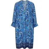 Peter Hahn Kleid V-Öffnung am Rundhals-Ausschnitt blau, 40