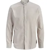 Jack & jones Langarmhemd "JJEBREEZE LINEN BLEND BAND SHIRT L PLS" mit Stehkragen