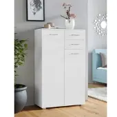 Priess Kombikommode , weiß, B:82cm H:135cm T:38cm, Holzwerkstoff, Sideboards, Kombikommode
