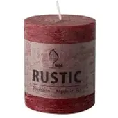Papstar Rustic Tischkerze, durchgefärbt, Hochwertige Zylinderkerze aus Paraffin- und Stearin, 1 Karton = 6 Stück, bordeaux