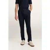 Bugatti Bundfaltenhose "Tapered Fit", Herren, Gr. 32, Länge 32, blau (380, marine), 88% Polyamid, 12% Elasthan, unifarben, gerade, unten schmal, Hosen Bundfaltenhose, mit Flexcity Performance Stretch
