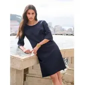 Peter Hahn Kleid Rundhals-Ausschnitt blau, 48