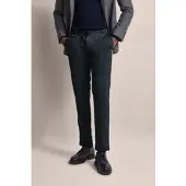 Bugatti Chinohose , Herren, Gr. 35, Länge 34, blau (marine), 75% Polyester, 20% Viskose, 5% Elasthan, kariert, slim fit, Hosen Chinohose, mit Gummizug