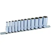 Projahn 3/8" Stecknuss Satz auf Schiene 12tlg tiefe Nüsse