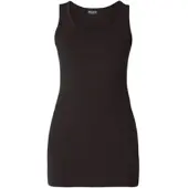 Base Level Longtop "Yamin", Damen, Gr. 48, schwarz, Jersey, Obermaterial: 94% Baumwolle, 6% Elasthan, unifarben, Basic, figurbetont hüftbedeckend, Rundhals, Tops Longtop, Hüftbedeckende Länge