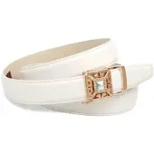 Anthoni Crown Ledergürtel , Damen, Gr. 105, weiß, Leder, unifarben, Gürtel Ledergürtel, Femininer Ledergürtel in weiß mit eckiger Schließe