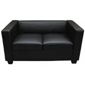 Mendler 2er Sofa Couch Loungesofa Lille Kunstleder, schwarz