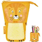 Herlitz Lion, Weiches Federmäppchen, Polyester, Orange, Gelb, Abbildung, Reißverschluss, Kind