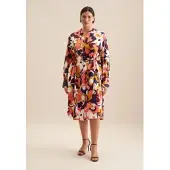 Seidensticker Sommerkleid "Schwarze Rose", Damen, Gr. 6XL (52), Normalgrößen, rosa (rosa, pink), 100% Baumwolle, geblümt, regular fit, Kleider Sommerkleid, 1/1 Kragen Floral