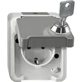 Merten Schuko-Steckdose Aquastar , IP44, Aufputz, lichtgrau, abschließbar, 1 Stück