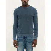 Mustang Rundhalspullover "Style Elliot", Herren, Gr. XXL, blau (schwarz saphire), Strick, Obermaterial: 100% Baumwolle, unifarben, regular fit normal, Rundhals, Bündchen, Pullover Rundhalspullover