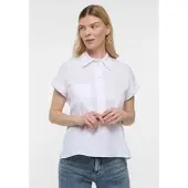 Eterna Hemdbluse "LOOSE FIT", Damen, Gr. 34, weiß, 70% Baumwolle, 30% Lyocell, Blusen Hemdbluse, EASY IRON (bügelleicht)
