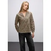 Street One Langarmbluse im Leo-Look und mit Knopfleiste