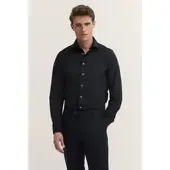 Bugatti Langarmhemd , Herren, Gr. S, Normalgrößen, blau (390, marine), 91% Baumwolle, 9% Elasthan, unifarben, normal, eckige 2-Knopf-Manschette, Hemden Langarmhemd, mit Kentkragen