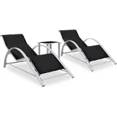 Syfax Sonnenliegen 2 Stk. mit Tisch Aluminium Schwarz