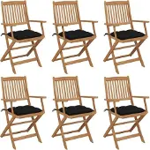 Syfax Klappbare Gartenstühle 6 Stk. mit Kissen Massivholz Akazie