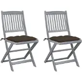 Syfax Klappbare Gartenstühle 2 Stk. mit Kissen Massivholz Akazie