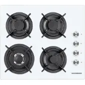 Heinner HBH‑V4IWF‑GWH Einbau‑Gas‑Kochfeld 59 cm, 4 Gasbrenner, Wok, Gusseisen, Zündung, Weiß