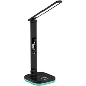 Platinet LED Schreibtischlampe RGB mit kabellosem Laden Display Schwarz