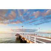 Papermoon Fototapete "Retro Pier Ostsee", bunt, B:3m L:2,23m, Vlies, Tapeten, Fototapete
