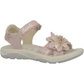 Lurchi Sandale "Flora", Mädchen, Gr. 30, rosa, Lederimitat, glänzend, festlich, Schuhe Sandale, Sandalette mit Blumenverzierung, Größenschablone zum Download
