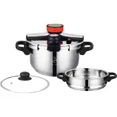 ROYAL SWISS Schnellkochtopf / Couscouspfanne - 2 in 1 - 6 Liter - Ø 22 cm