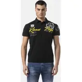 Cipo & Baxx Poloshirt , Herren, Gr. 5XL, schwarz, Jersey, Obermaterial: 95% Baumwolle, 5% Elasthan, bedruckt, regular fit normal, Shirts Poloshirt