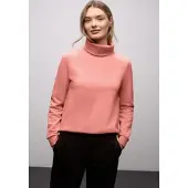 Street One Sweater , Damen, Gr. 36, light apricot, Sweatware, Obermaterial: 85% Baumwolle, 15% Polyester, unifarben, normal hüftbedeckend, Rundhals, Bündchen, Sweatshirts Sweater, mit Stehkragen