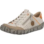 Rieker Slip-On Sneaker , Damen, Gr. 36, beige, Leder, Lederimitat, Schuhe Slip-On Sneaker, mit Sohle im Used-Look, Freizeitschuh, Halbschuh, Schlupfschuh