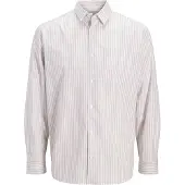 Jack & Jones Langarmhemd "JJCOLE POPLIN STRIPE SHIRT LS", Herren, Gr. M, N-Gr, beige (cloud dancer), Web, Obermaterial: 100% Baumwolle, unifarben, relaxed fit, Hemden Langarmhemd