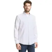 Tom Tailor Langarmhemd , Herren, Gr. L, N-Gr, weiß, Web, Obermaterial: 50% Baumwolle, 50% Lyocell, unifarben, regular fit normal, ohne Ausschnitt, Manschette, Hemden Langarmhemd, mit Manschetten