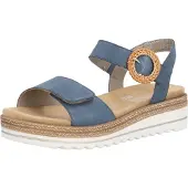 Remonte 1100000002199 , Damen, Gr. 36, blau (jeansblau), Leder, unifarben, Schuhe 1100000002199, Sommerschuh, Riemchensandale mit praktischen Klettverschlüssen