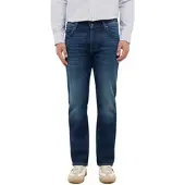 Mustang Straight-Jeans "Herren Style Michigan Straight", Herren, Gr. 33, Länge 34, blau (882 dunkelblau), Denim/Jeans, 99% Baumwolle, 1% Elasthan, unifarben, straight fit, Jeans Straight-Jeans
