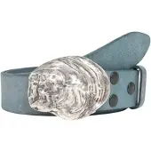 Rettungsring Gürtel Ledergürtel RETTUNGSRING GÜRTEL, Herren, Gr. 105, blau (jeansblau), Leder, unifarben, Gürtel Ledergürtel, mit austauschbarer Schließe »Auster Muschel Silber«