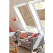 Sunlines Dachfensterplissee "Classic Style Crepe", beige (sand, weiß), B:61cm H:142cm, Obermaterial: 100% Polyester, Plissees, Dachfensterplissee, mit Führungsschienen
