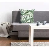 Queence Dekokissen "Mia", grün (grün, bedruckt), B:40cm L:40cm, Polyester, Dekokissen_Sitzkissen_Kissenhüllen, Dekokissen, Kissenhülle,Palmenblätter,Tropisch,Naturmotiv,Exotisch,Grün